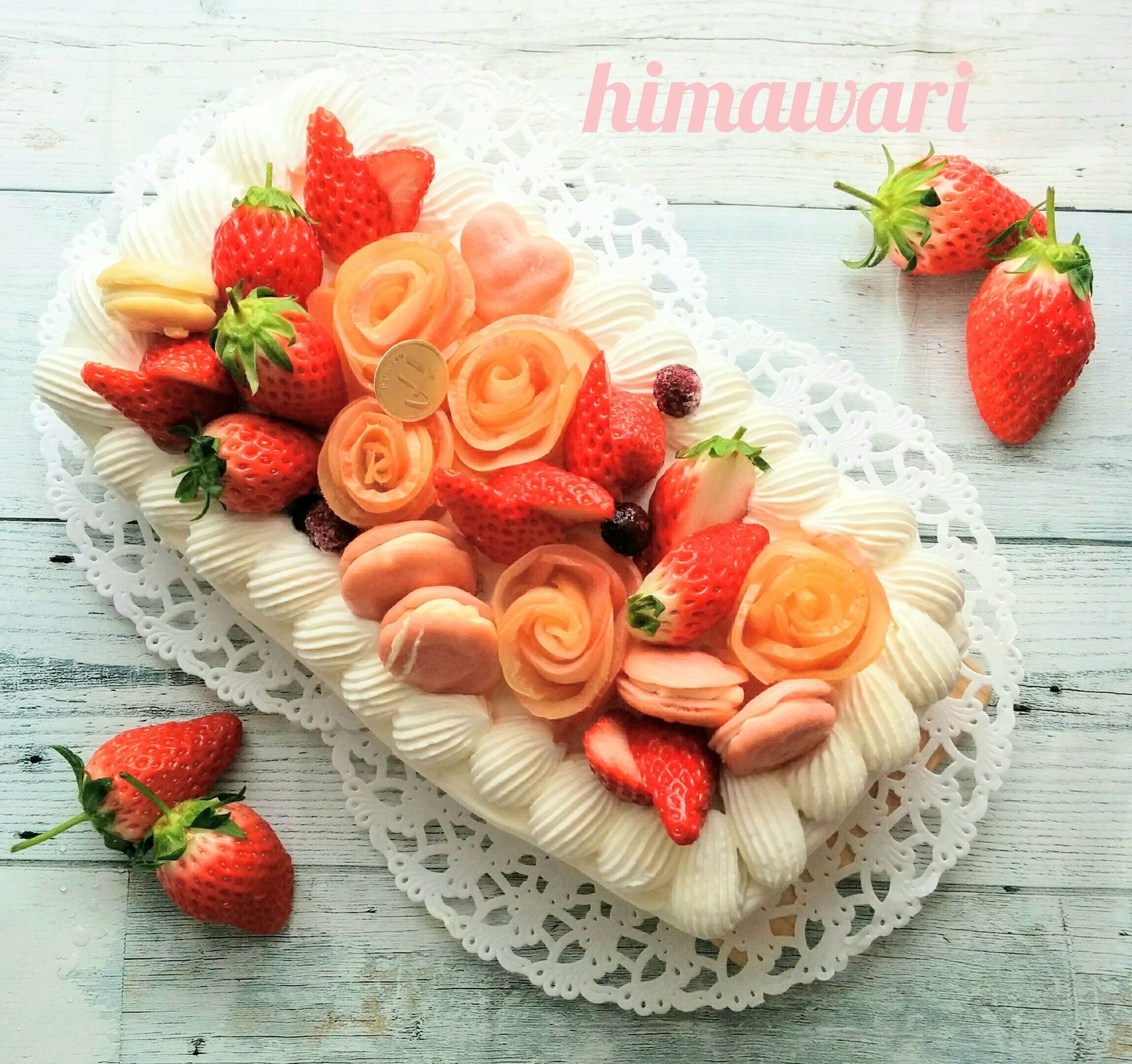 生クリームのデコレーションケーキ いちごショートケーキ 手作りケーキ Himawari